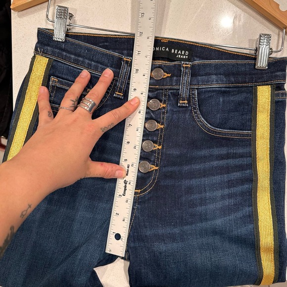 VERONICA BEARD Blue Stripe Carolyn Baby Boot Jeans sz 26 - Picture 6 of 13